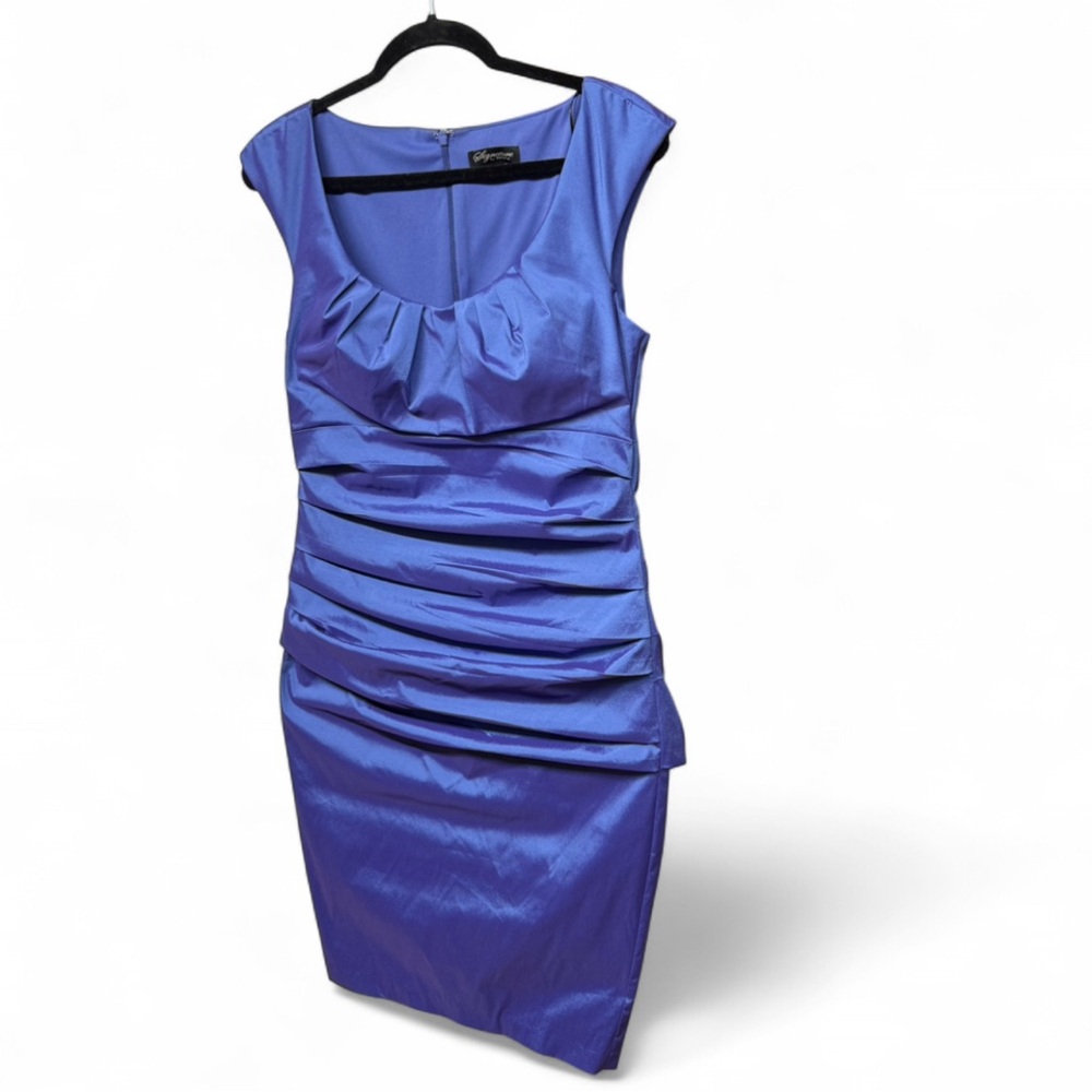 Signature by Sangria Purple Ruched Bodycon Cocktail Mini Dress - Picture 4 of 9
